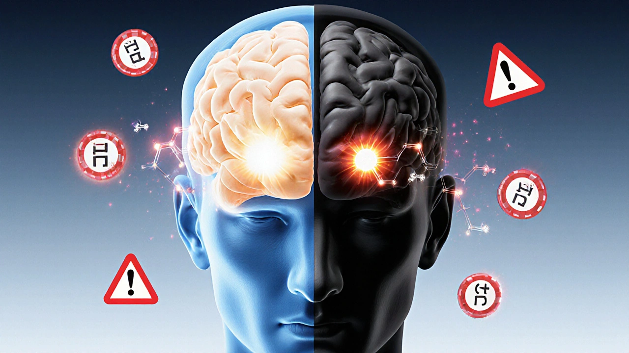 Gehirn mit vergleichender Aktivierung von CBD und H4-CBD an Rezeptoren