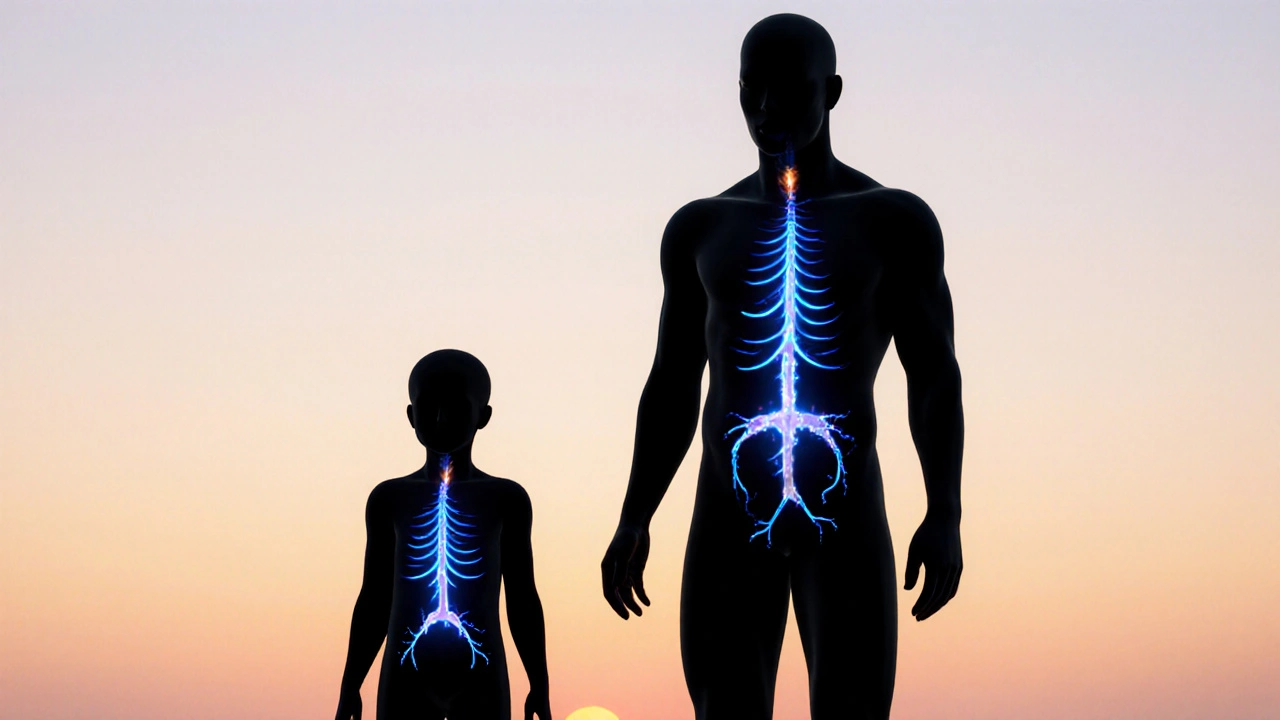 Zwei Silhouetten mit unterschiedlichen CBD-Wirkwellen, symbolisieren individuelle Dosierung.