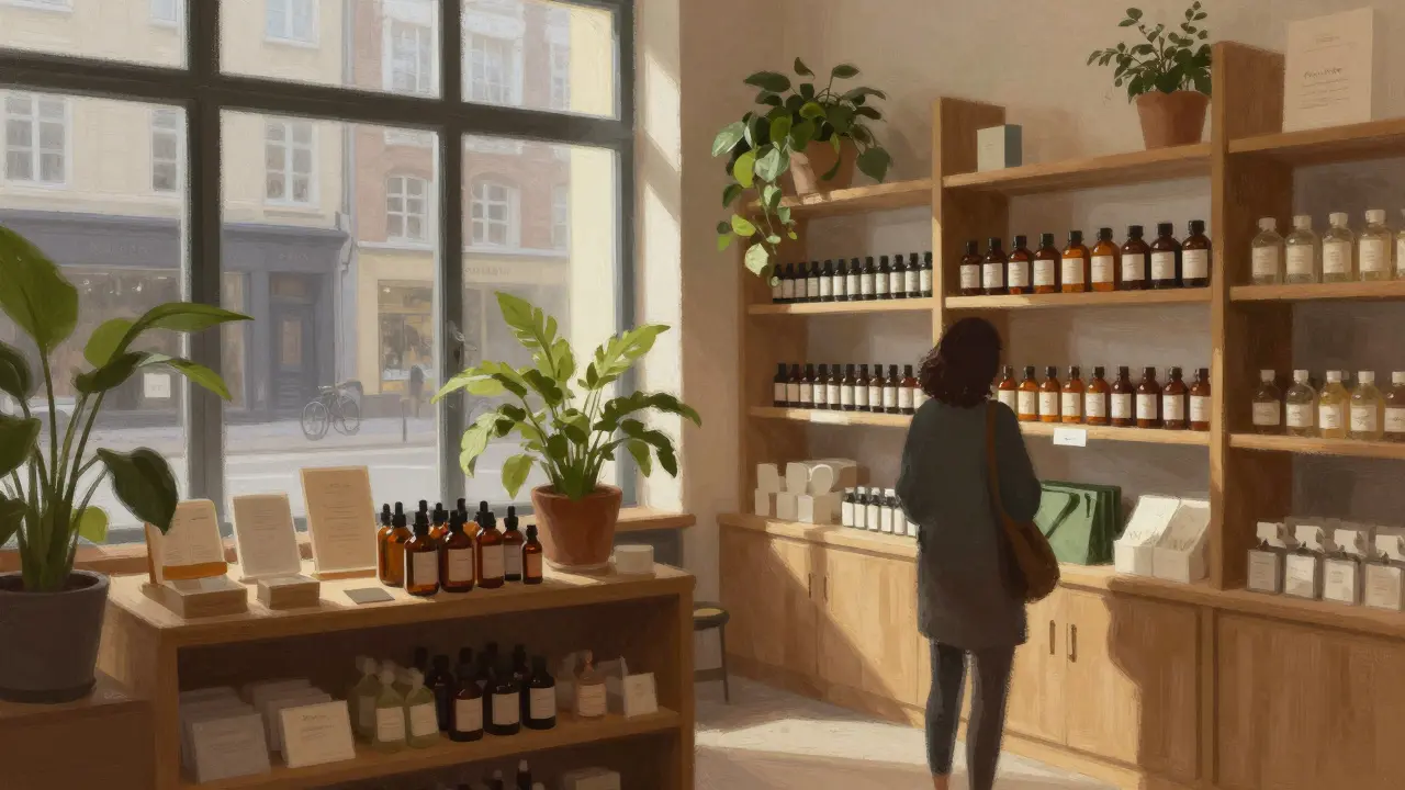 Laden für Naturheilkunde mit ruhiger Atmosphäre.