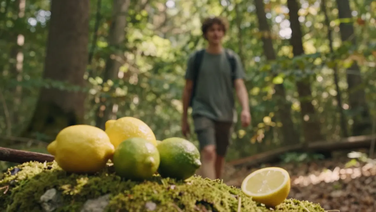 Eine Person bei einem wachen, energetischen Spaziergang im sonnigen Wald