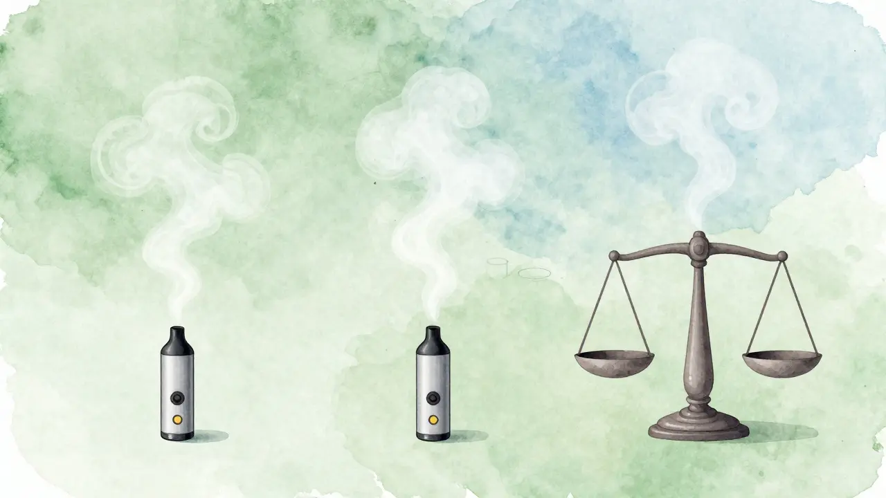Wasserfarben-Illustration zur schrittweisen Dosierung von CBD-Zügen