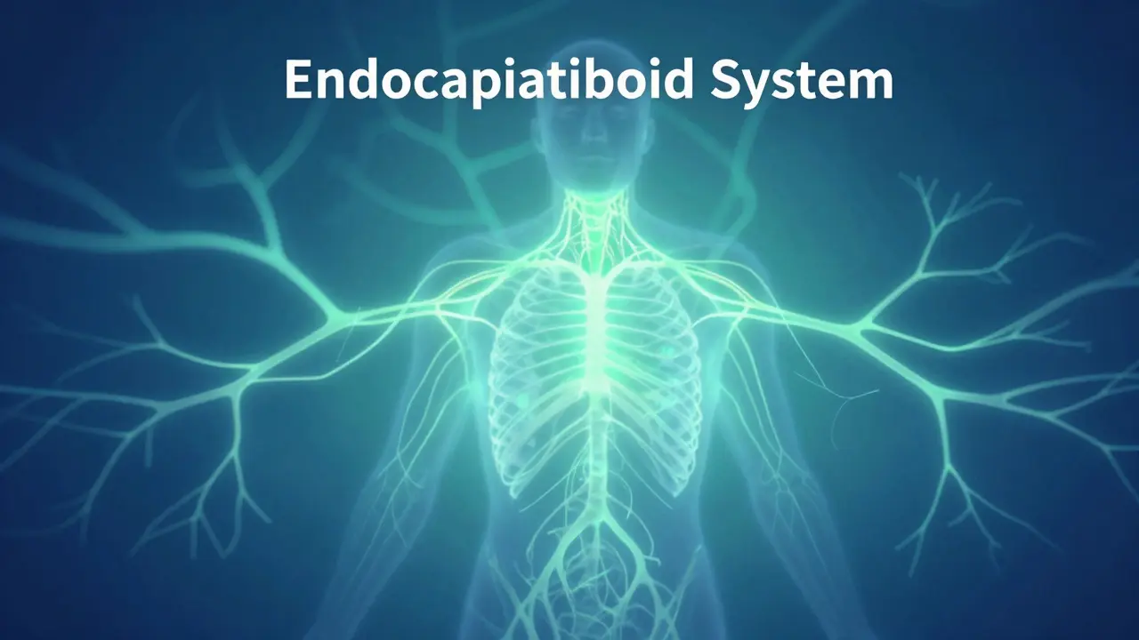Abstrakte Darstellung des Endocannabinoid-Systems im Körper