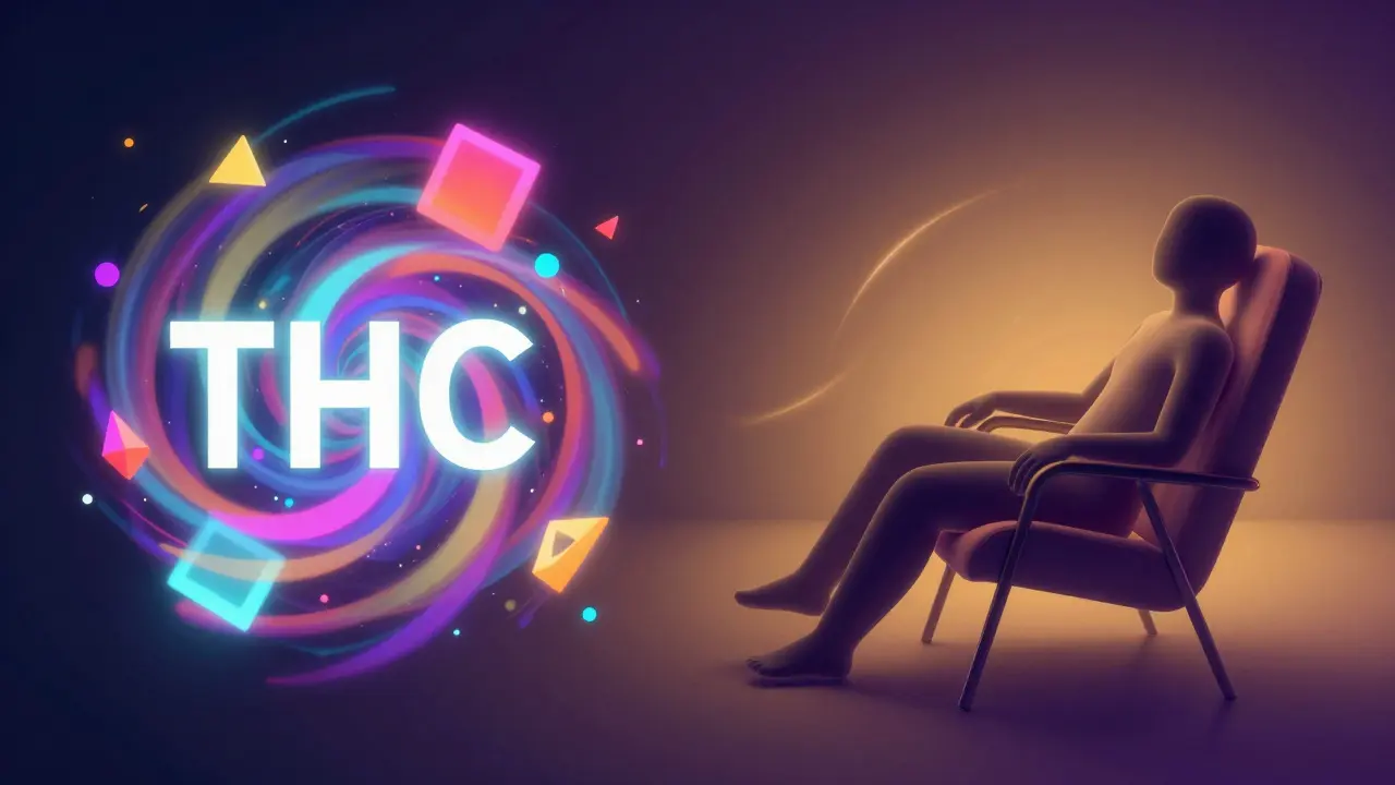 Abstrakter Vergleich der entspannenden Wirkung von H4CBD und dem High von THC