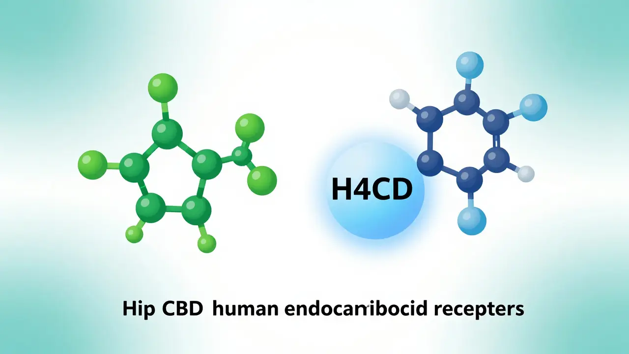 Illustration der Bindung von H4CBD-Molekülen an Rezeptoren