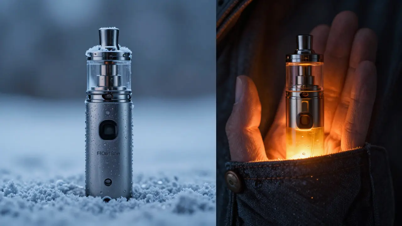 Kontrastbild: Kalter und warmer Vape zur Öl-Verdünnung