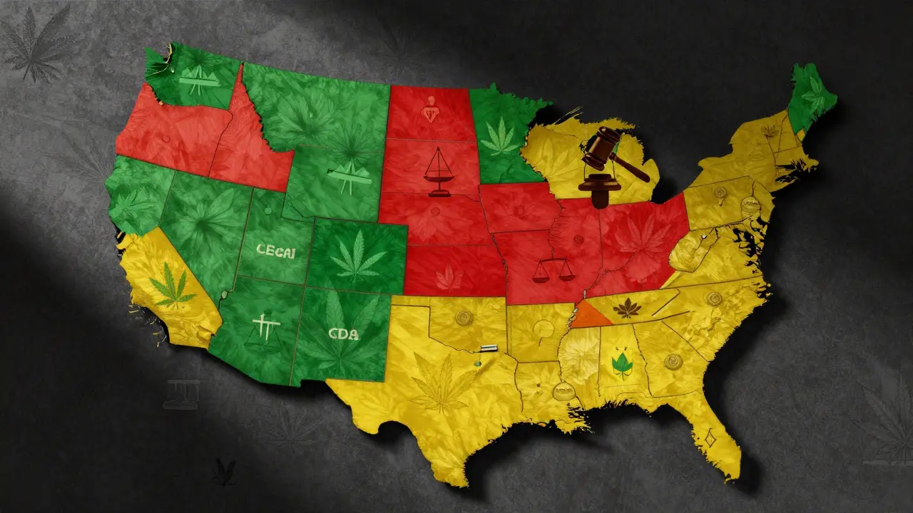 USA-Karte als Patchwork aus verschiedenen Gesetzen