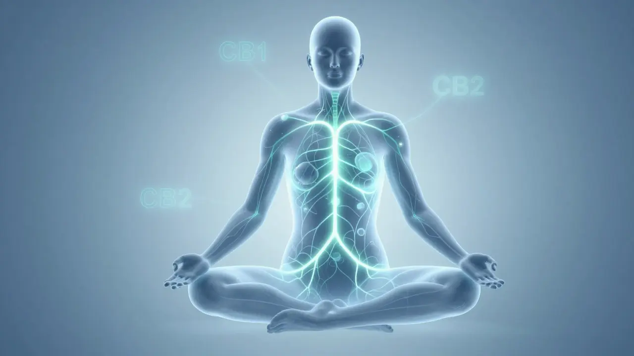 Abstrakte Darstellung des Endocannabinoid-Systems im Körper