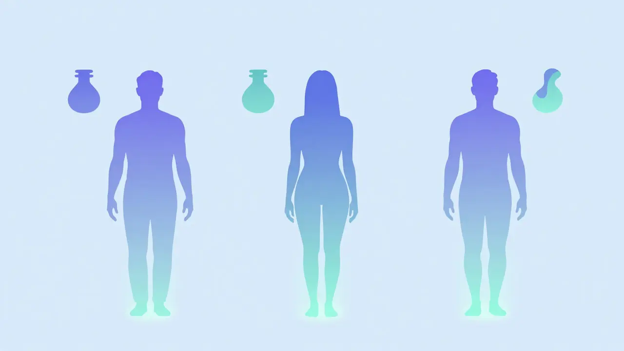 Abstrakte Darstellung individueller CBD-Wirkung bei drei Personen