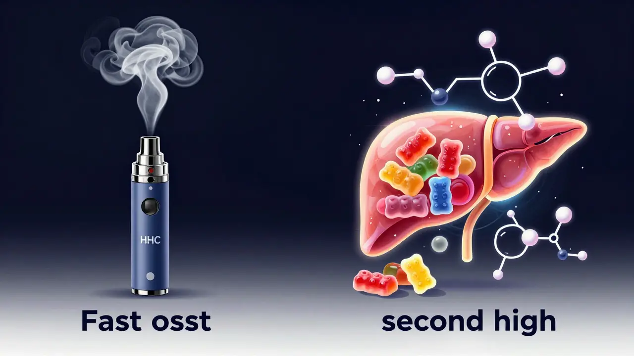 Abstrakter Vergleich von Rauchen vs. Essen bei Cannabinoiden