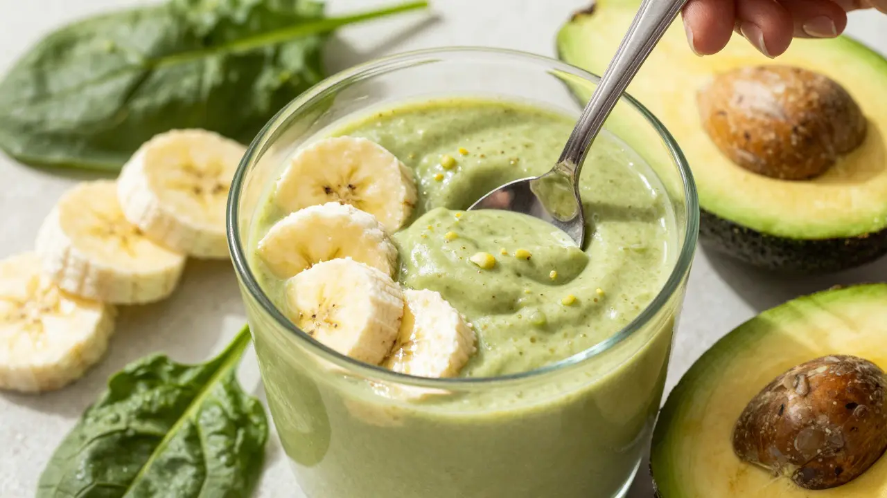 Gesunder Smoothie mit Avocado als CBD-Träger